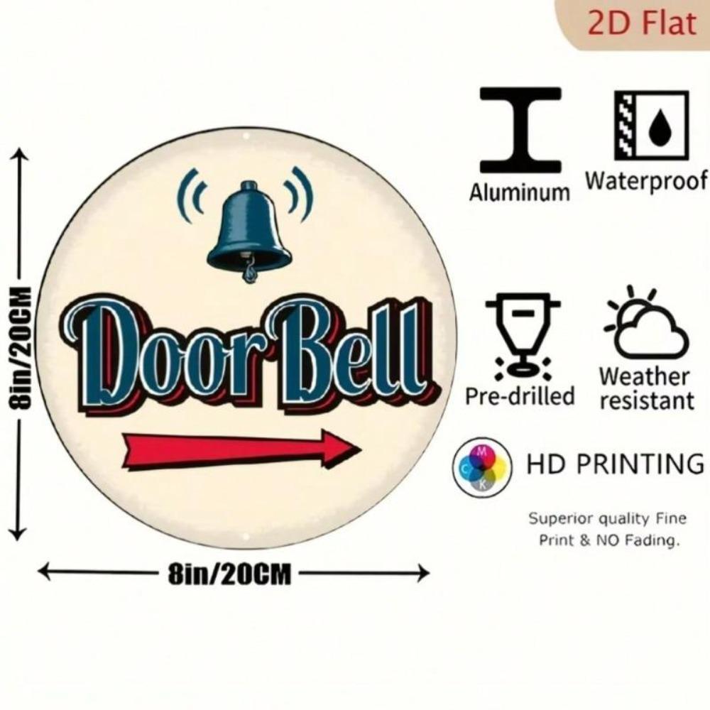 Vintage Americana Doorbell Round Aluminum Metal Art Sign Rustic Home Decor