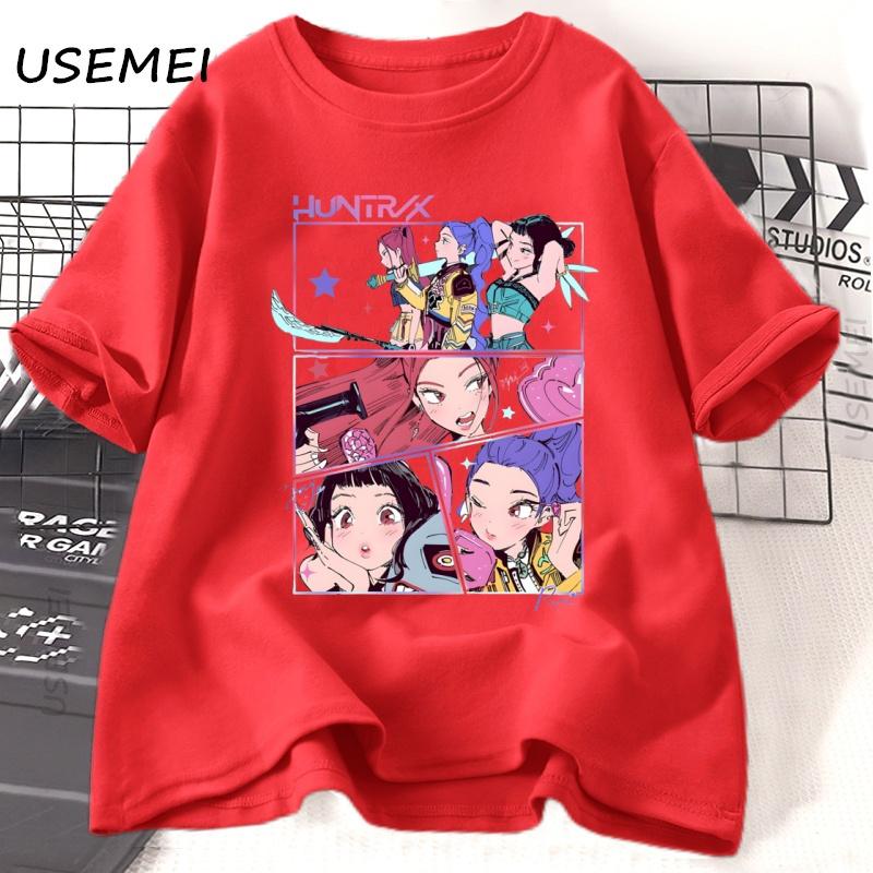 Huntrix Girlgroup KPop Demon Hunters T-shirt Casual Short Sleeve Tshirt Oversized Harajuku Fashion Unisex Clothing Tees
