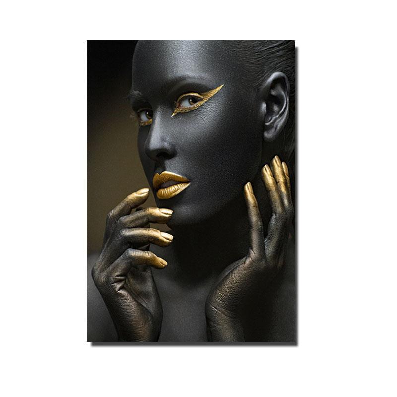 Modern Sexy Nude Girl Black Golden Art Nordic Posters and Prints Canvas Painting Wall Art Pictures For Living Room Cuadros Decor