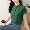 1116 New Chinese Top National Style Button Pink Shirt Women's Summer Short Sleeve Age Reduction Beautiful Foreign Style Shirt Tide