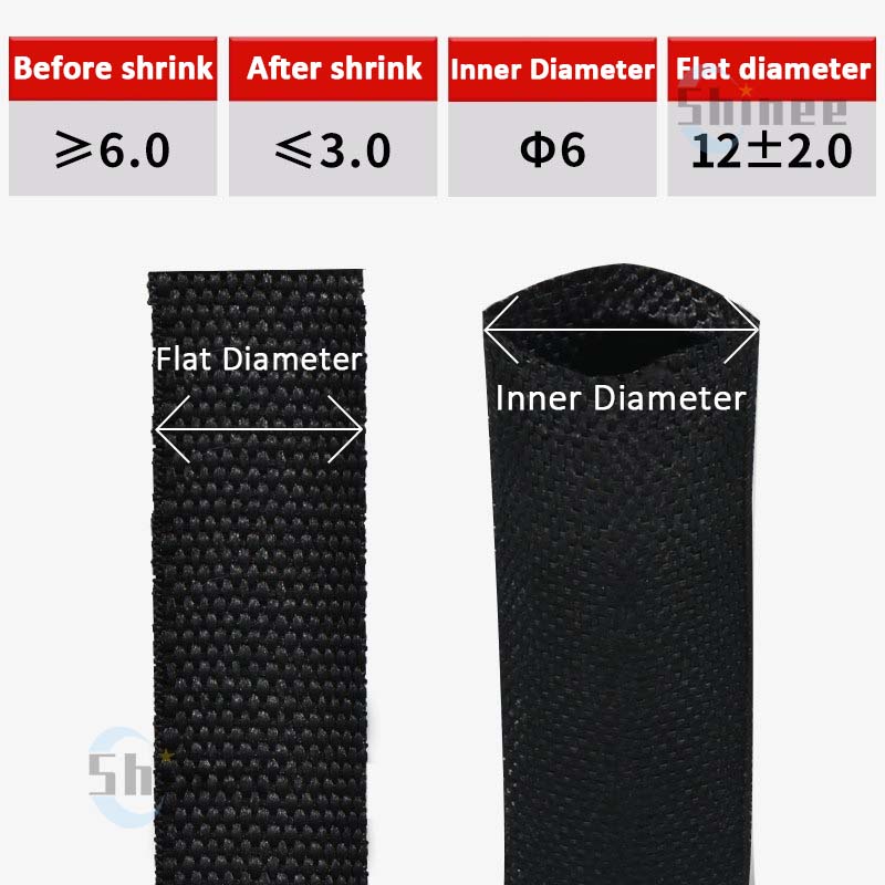 

Braided Cable Sleeve Heat Shrink Tube 6/8/10/12mm Insulation Flam Retardant PET Auto Line Organizer Wire Wrap Sheath Protection 1 Meter
