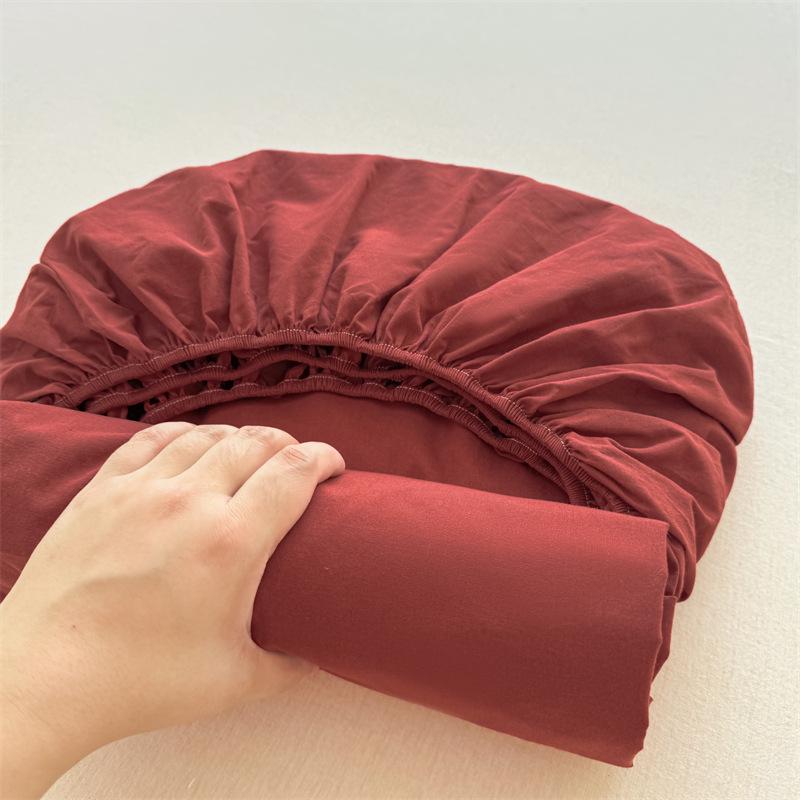 Pure Cotton Yarn-Dyed Washed Fitted Sheet: Non-Slip, Dustproof, Skin-Friendly Mattress Protector 3-Piece Set.