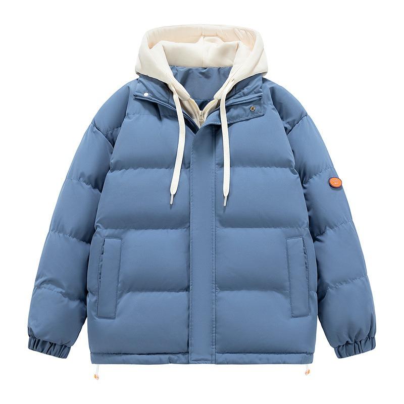 Cotton-padded Winter Cotton-padded Men's Thickened Fake Two-piece Coat Female Couple's Hooded Bread Suit Color