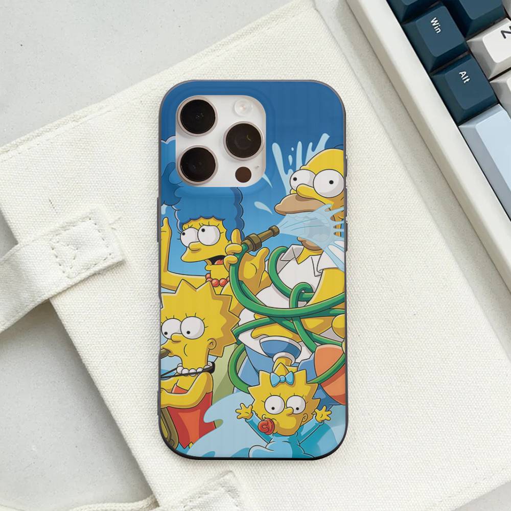 Funny Cartoon S-Simpsons For IPhone 16 15 14 13 12 11 17 Pro Max Plus Wave Corrugated Phone Case Anti Drop Cover