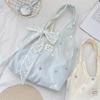 Bestickte Tragetasche Chiffon Unifarbene Blumen-Umhängetasche Große Kapazität Koreanischer Stil Leinwand-Achseltasche Für den Weg zur Arbeit