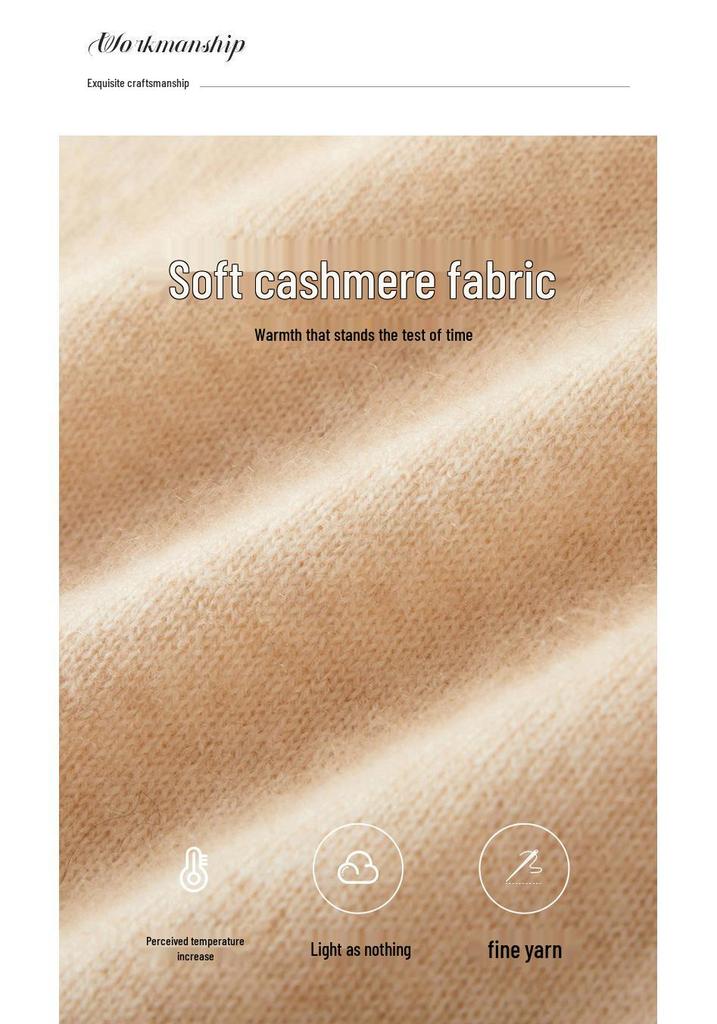 Women's Solid Color Cashmere V-Neck Pullover Sweater - Versatile, Seamless Knit Base Layer