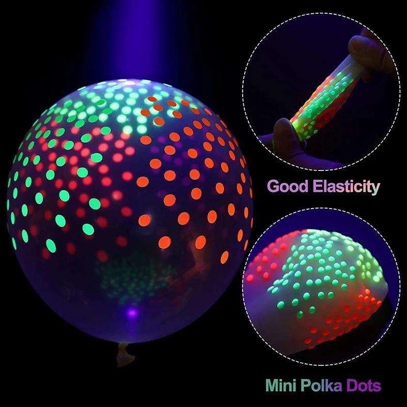 10pcs Fluorescent Latex Balloons Luminous Glowing Love Balloons for Wedding Birthday Party Decorations, Birthday Balloons