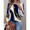 Women's Long-sleeved T-shirt for Autumn, Marble Print, Casual Street Style, Round Neck Pullover, Loose Fit, Outdoor T-shirt.
