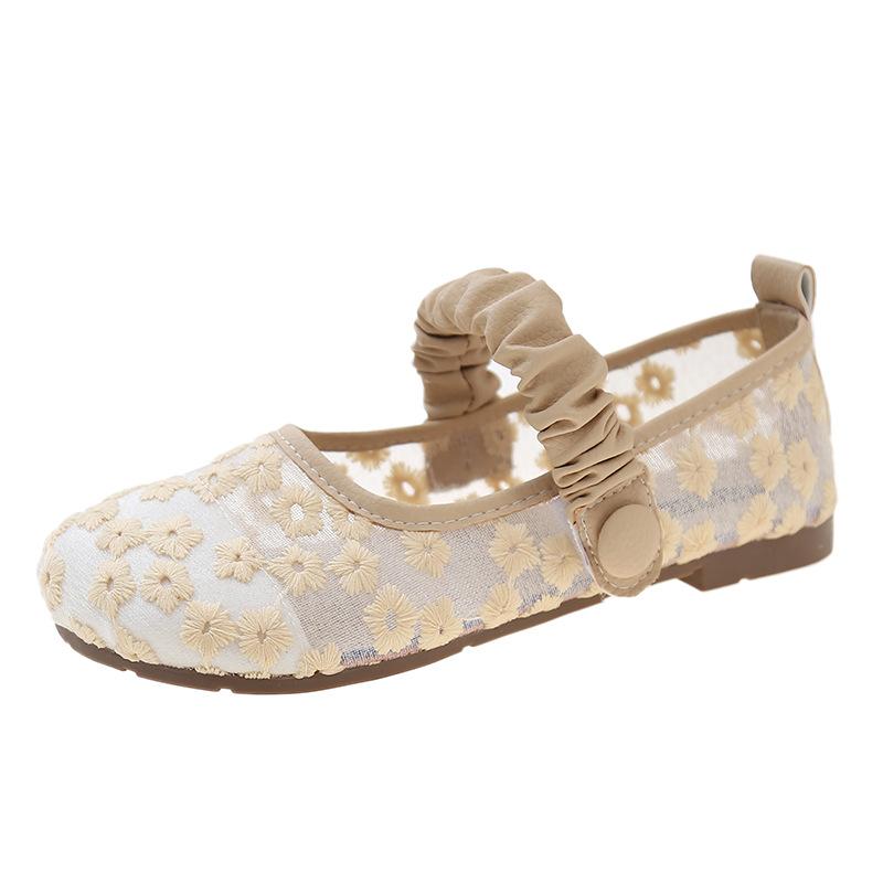 Mary Jane Sandals Summer Breathable Mesh Maternity Shoes Flat Beanie Fisherman Shoes Fairy with Skirt Bag Head Single Shoes