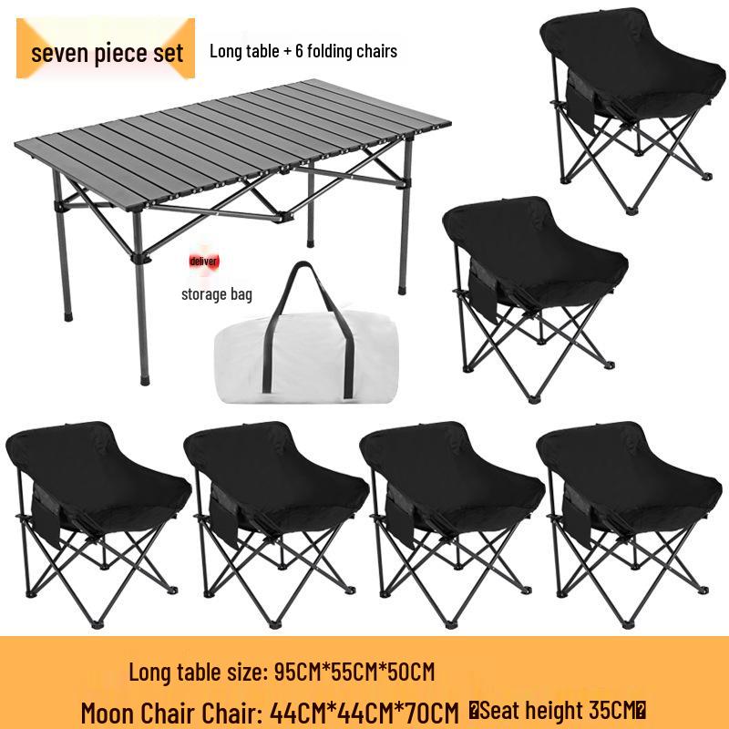 Portable Outdoor Folding Table & Chair Set for BBQs – Includes 1 Roll-up Table & 4 Chairs