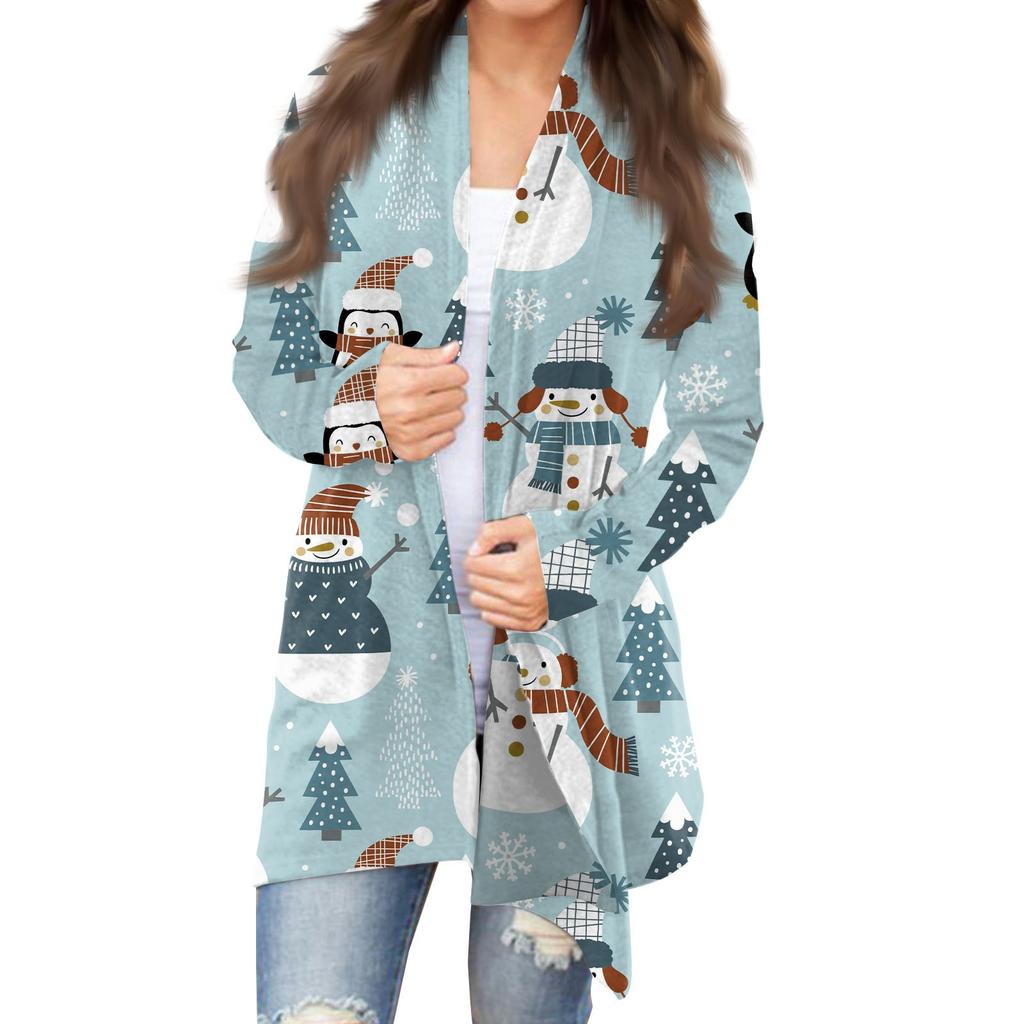 Women's Autumn Cardigan Women Print Long Sleeve Front Cardigan Top Lightweight Fashion Casual Jacket