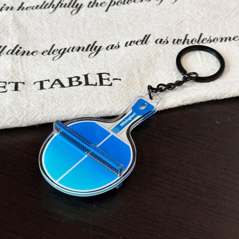Acrylic Ping Pong Table Keychain Double Sided Mini 3D Sports Keyring Bag Pendant Car Key Chains Souvenir Gift
