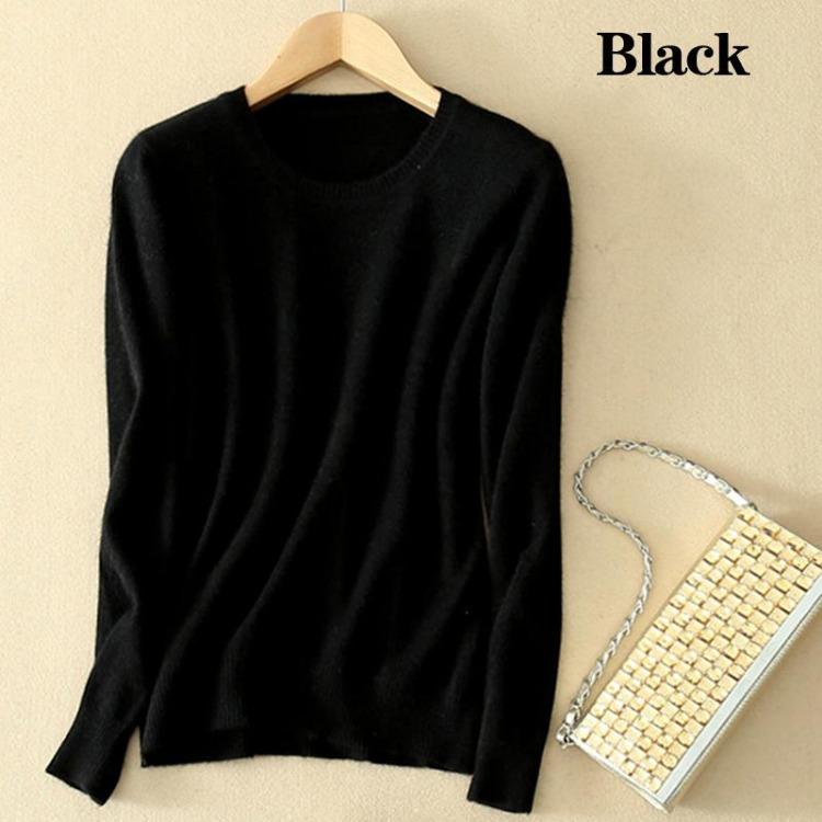 Cozy Cashmere Fuzzy Pullover Sweater Crew Fit Women Slim Knitted Neck Wool Black Red