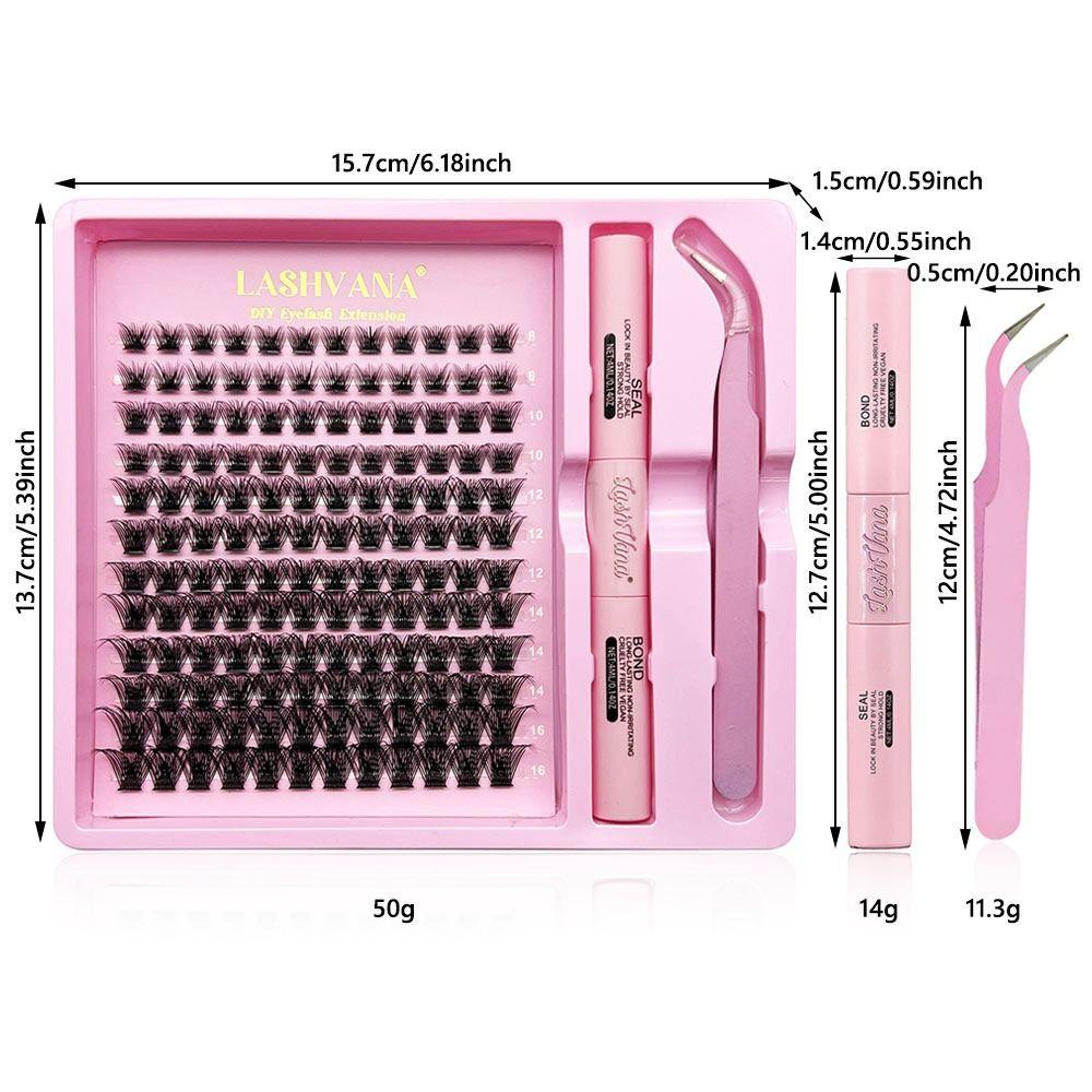 144pcs DIY Lash Extension Kit 8-16mm Individual Lashes Kit Trendy Lash Clusters  for Self-Use