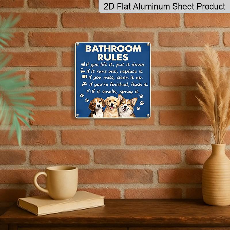 2D Flat, 1pc Vintage Retro Dog-Themed Decoration Aluminum Dog Logo Bathroom Sign - Cute Paw Print Wall Art Suitable for Bathroom, Restroom, Porch