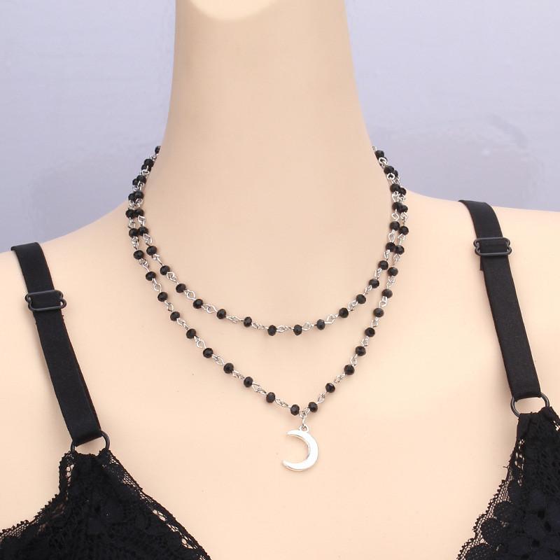 Halloween Gothic Cross Necklace With Multilayer Alloy Chain For Men Women