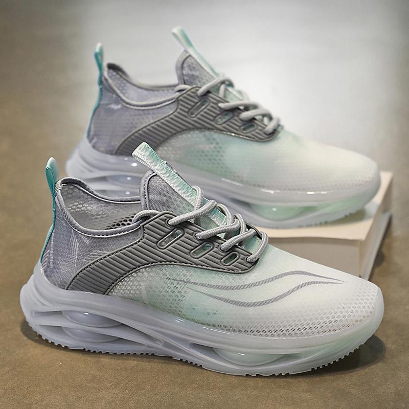 Men's Breathable Thin Fly Woven Mesh Sports Net Shoes Youth Trendy Brand Air Cushion Shock Absorption Dad Height Increasing