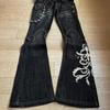Nye High Waist Harajuku Løse Broderede Dame Jeans med Rock Punk Stil Y2K Micro La Retro Vide Ben Bukser
