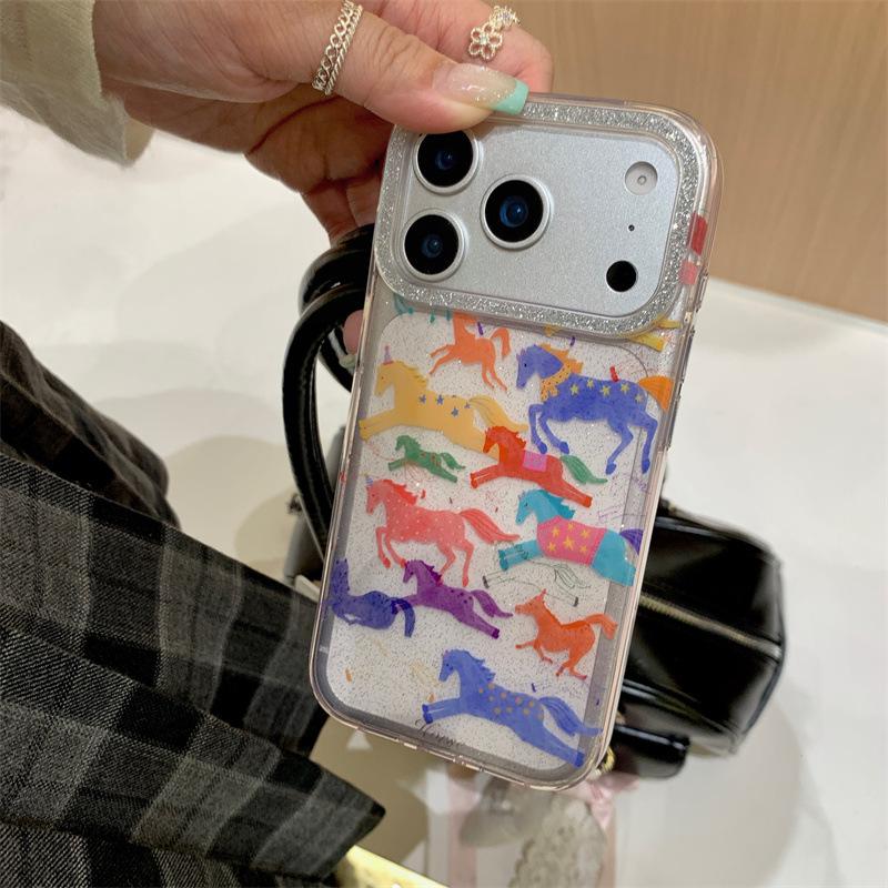 Personalized Glitter Pony iPhone Case for 17/16 Pro Max/15/14