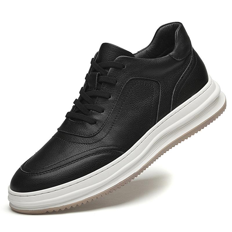 European station little white shoes men's breathable platform sports board shoes first layer cowhide fashion trend casual shoes