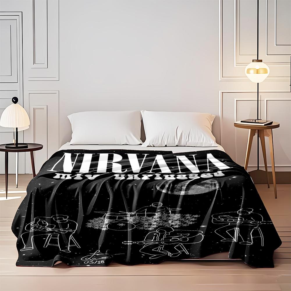 Nirvana MTV Unplugged Illustration Blanket Flannel blanket for bedroom, living room, sofa, and nap sofas.