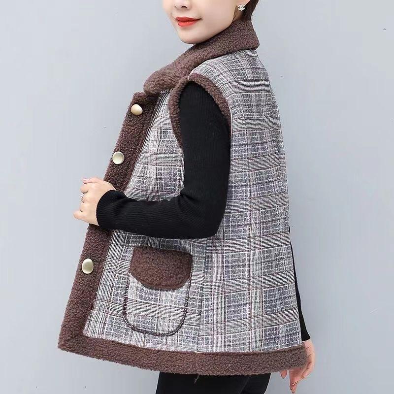 Autumn and Winter Thick Vest Women's Versatile Loose Plus Size Vest Women's Warm Shoulder