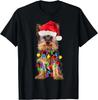 Yorkshire Christmas Yorkie Dog Santa Hat Christmas Lights T-Shirt