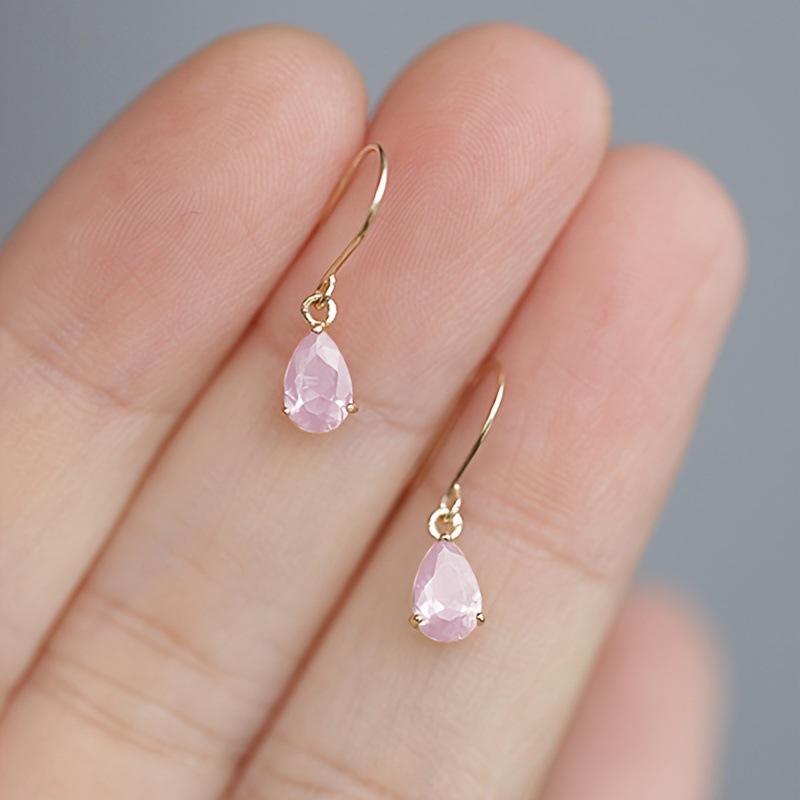 14K Gold-plated Emerald Zircon Water Drop Ear Hooks Retro Style Original Handmade Earrings Elegant Style Light Luxury