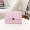 Rhombus Embroidery Thread Women's Bag New Popular Urban Simple Chain Messenger Bag Fashionable Shoulder Bag