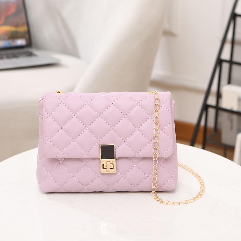 Rhombus Embroidery Thread Women's Bag New Popular Urban Simple Chain Messenger Bag Fashionable Shoulder Bag
