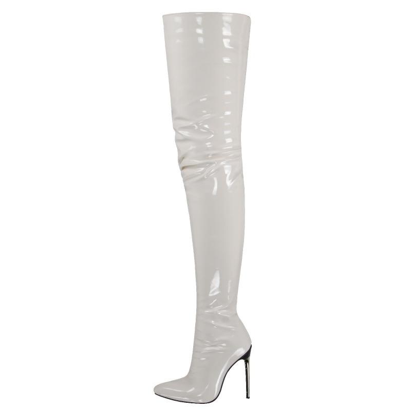 Fashion New Style Fashionable Patent Leather Over The Knee Boots Ladies High Heels Large Size Sexy Thigh High Boots Stiletto Women Boots