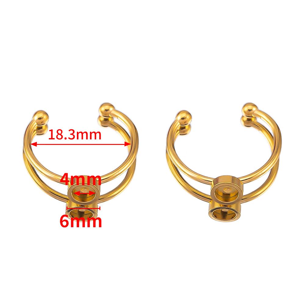 10pcs Adjustable Open Finger Ring Setting Stainless Steel 4mm 8mm 12mm Round Blank Ring Base Bezel Cabochon DIY Jewelry Making