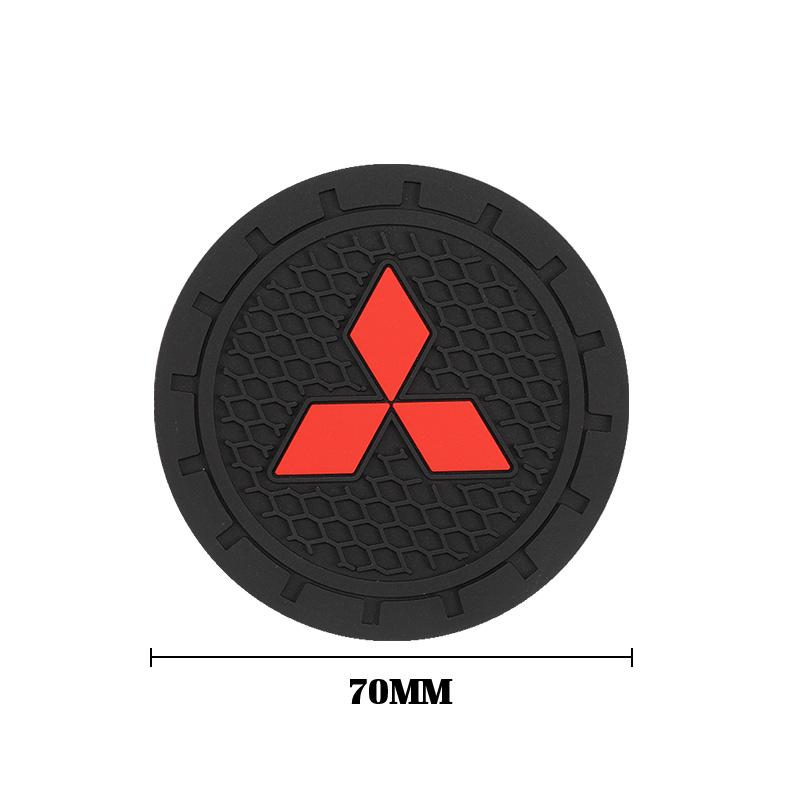 cwnqah1 cwmvjg1 2Pcs Car Logo Silicone Water Cup Pad Cushion For Mitsubishi Lancer Ralliart ASX Mirage Pajero Xpander Attrage L200 Eclipse Cross