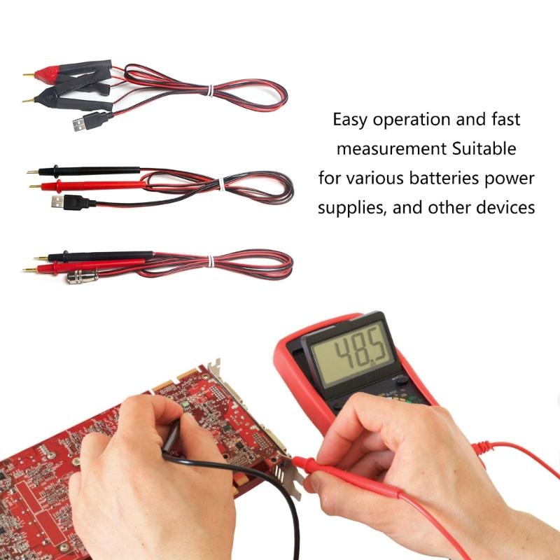 Precisions USB 4 Wire Kelvin Clip Battery Resistance Tester Probe  Plastic Battery Internal Resistance Test Clip 1-100