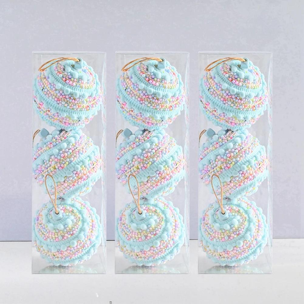 

9 шт./набор Макаронный цвет Раскрашенный пенопластовый шар Рождественский шар Флокированный Рождественский шар Украшения 8 см 8cm