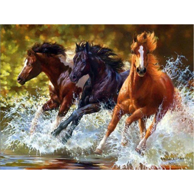 5D Diamond Painting Horse Animal Rhinestone Picture Cross Stitch Kit Full Round DIY Mosaic Art Diamond Embroidery Gift