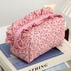 Travel Cosmetic Organizer Toiletry Bag Portable Wash Bag Pink Bow Cherry Print Makeup Bags Women Large Capacity Cosmetic Bag