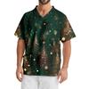 Men's Printing Short Sleeve V-neck Working Blouse Chest Pocket Carer Top