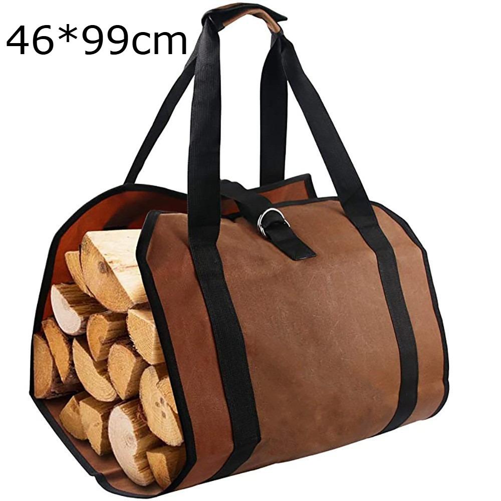 

Easy Carry & Storage. Heavy-Duty Firewood Carrier Bag Durable Polyester Tote with Sturdy Handles for Camping & Outdoor. коричневий