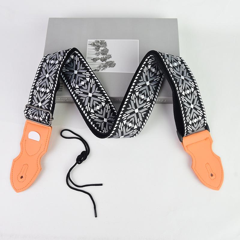 Premium Embroidered Guitar Strap - Thick, Long, and Adjustable for Acoustic and Electric Guitars