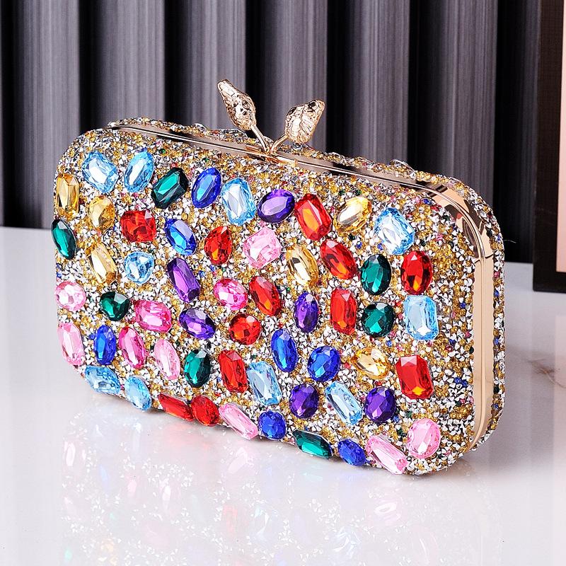 

Rhinestones Bag Colorful Luxury Designer Crossbody Handbag for Small Women Party Purses Brands Cell Phone Bag Diamond Clutch