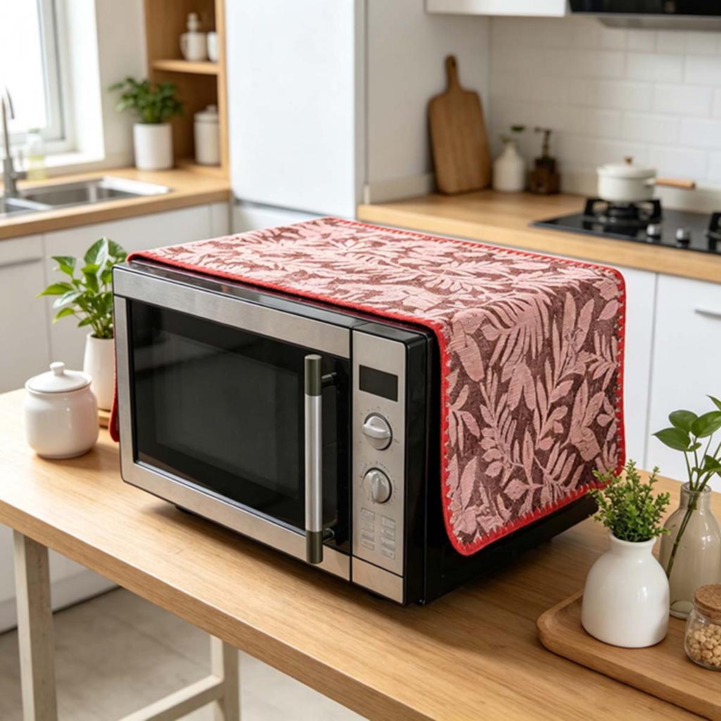30x90cm Easy to Install Cotton Linen Microwave Dust Cover Anti Dust Cover