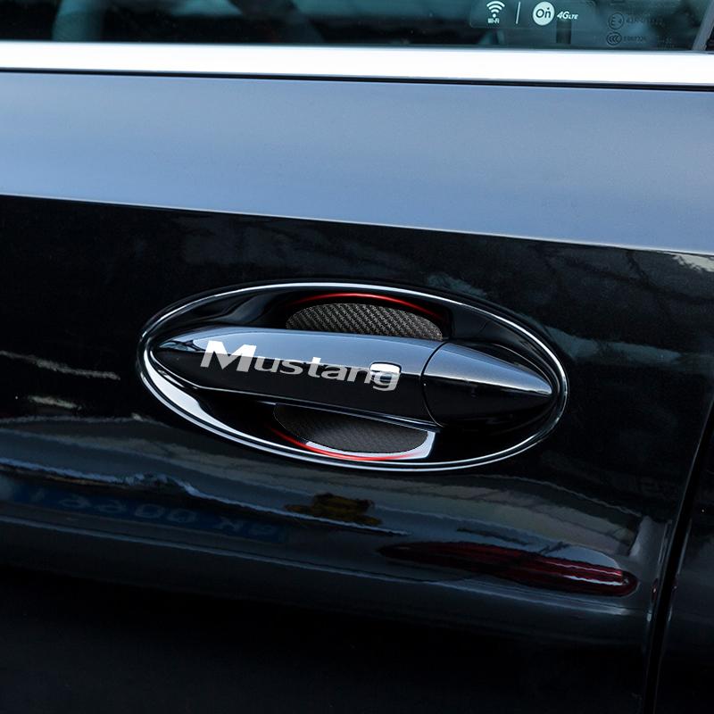 Car Door Sticker Carbon Fiber Scratches Auto Handle Protection Film For Ford Mustang Spoiler Shelby GT 350 500 Cobra E Focus 2 3 MK3 Kuga