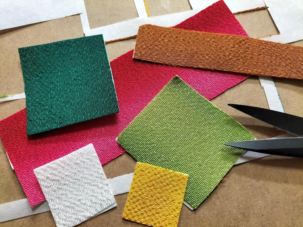 Chirimen Collage Colored Paper Handmade Kit Chirimen Collage "Camellia"