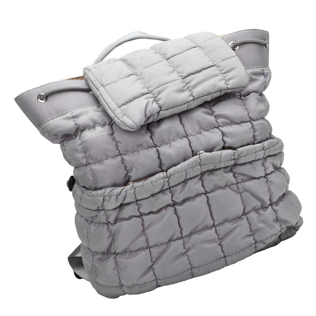 Gesteppter Rucksack Leichter Weicher Flauschiger Reiserucksack Große Kapazität Schultertasche für Wandern Fitnessstudio Grau