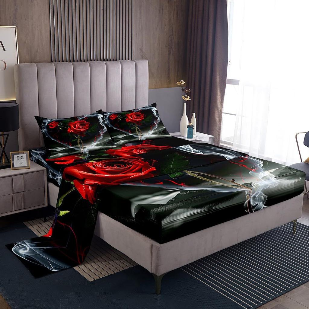 Ocean Animal Shark Pattern Bed Hat Four-Piece Bedding Set Bedroom Dormitory Bedding Decoration