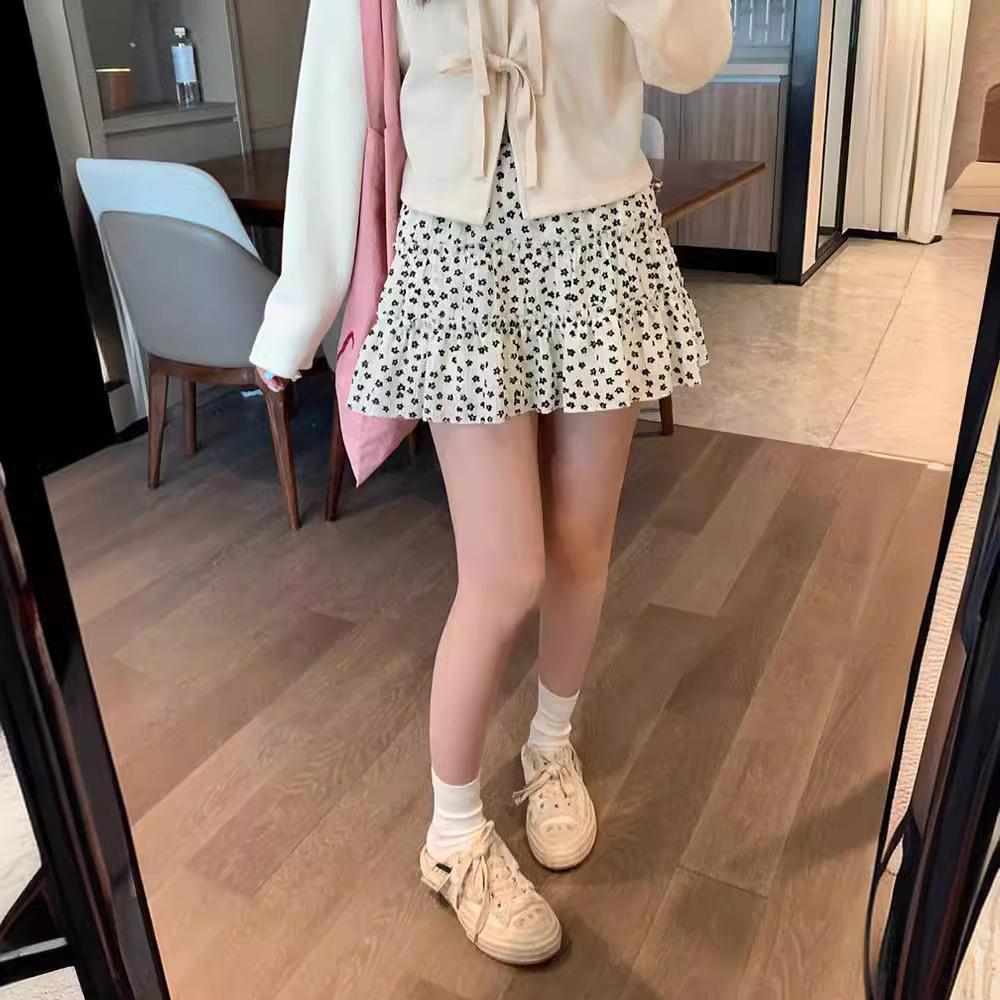 Black Floral Skirt Women's Summer New Temperament Cake Skirt Skirt Skirt Small A-word Skirt Short Skirt