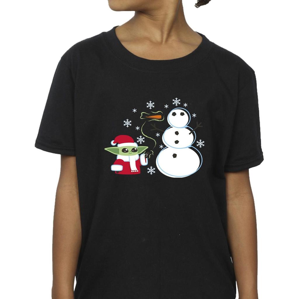 STAR WARS Girls Mandalorian Baby Yoda Winter Cotton T-Shirt