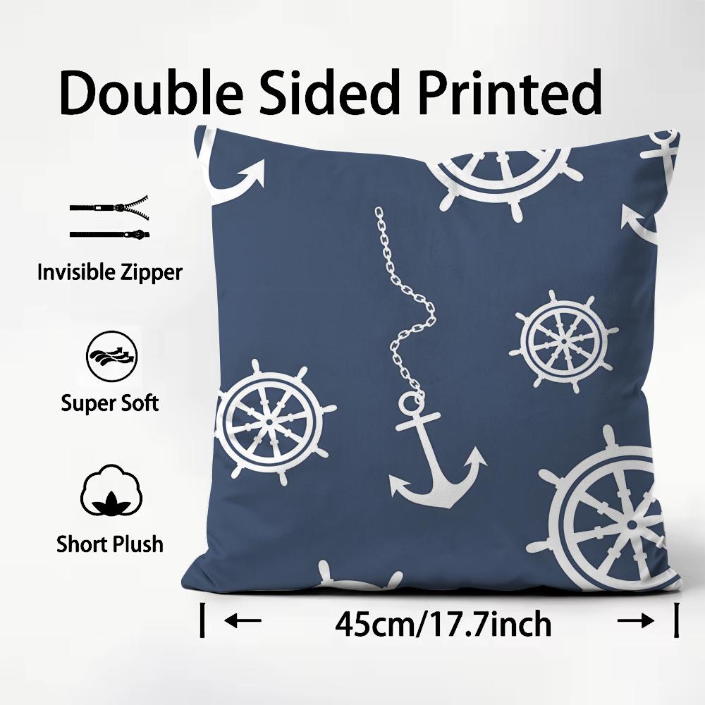 Navy Patterns Luxury Cushion Cover Plush Fabric Soft DoubleSided Printed Sofa Warm Winter Home Child Gift Pillow Case