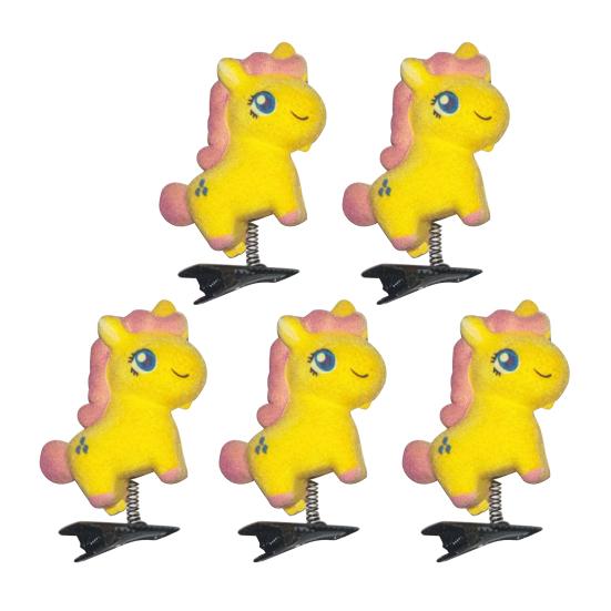 Girl Hair Pin Flocking Cartoon Horse Design Metal Hair Clips Bright Color Decorative Holiday Party Hairpins Hair Accessories